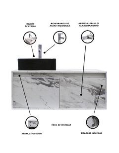Gabinete Flotante Para Baño Con Lavamanos Y Llave OLIVIA - Decomobil