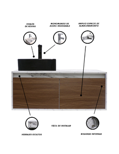 Gabinete Flotante Para Baño Con Lavamanos Y Llave OLIVIA