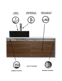 Gabinete Flotante Para Baño Con Lavamanos Y Llave OLIVIA - tienda en línea