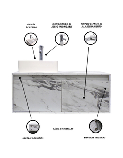 Gabinete Flotante Para Baño Con Lavamanos Y Llave OLIVIA - Decomobil