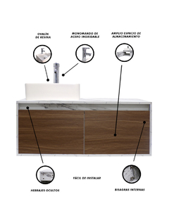 Gabinete Flotante Para Baño Con Lavamanos Y Llave OLIVIA en internet