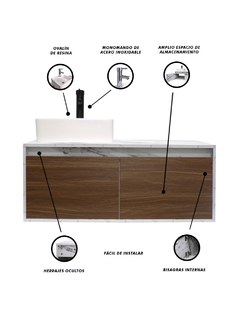 Gabinete Flotante Para Baño Con Lavamanos Y Llave OLIVIA