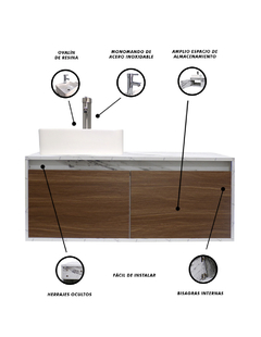 Gabinete Flotante Para Baño Con Lavamanos Y Llave OLIVIA - tienda en línea