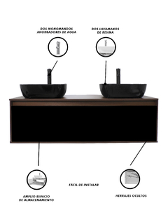 Gabinete Para Baño Con Doble Lavabo ANTON Minimalista