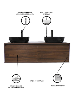 Gabinete Para Baño Con Doble Lavabo ANTON Minimalista - Decomobil