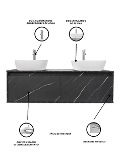 Gabinete Para Baño Con Doble Lavabo ANTON Minimalista - comprar en línea