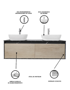 Imagen de Gabinete Para Baño Con Doble Lavabo ANTON Minimalista