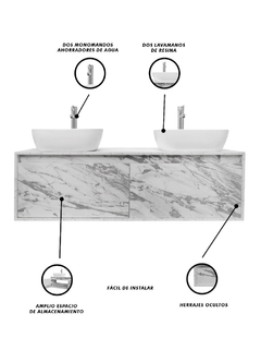 Gabinete Para Baño Con Doble Lavabo ANTON Minimalista