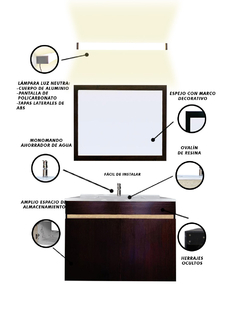 Gabinete De Baño Con Lavabo VINVENT Con Espejo Y Lampara - tienda en línea