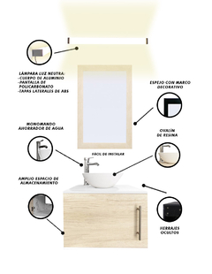 Gabinete De Baño Para Lavabo AGNES Con Lampara Y Espejo