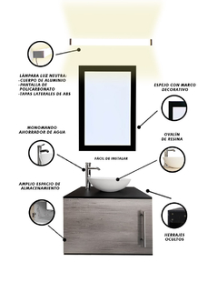 Gabinete De Baño Para Lavabo AGNES Con Lampara Y Espejo en internet