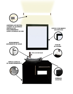 Gabinete Para Baño Con Lavabo AGATHA Con Lampara Y Espejo