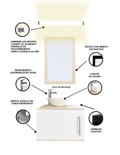 Gabinete De Baño Para Lavabo AGNES Con Lampara Y Espejo - tienda en línea