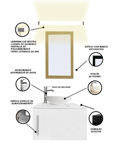 Imagen de Gabinete De Baño Para Lavabo AGNES Con Lampara Y Espejo