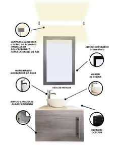 Gabinete De Baño Para Lavabo AGNES Con Lampara Y Espejo - Decomobil