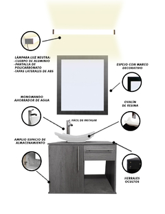 Gabinete Para Baño Con Lavabo AGATHA Con Lampara Y Espejo - comprar en línea