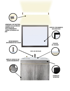 Gabinete De Baño Con Lavabo VINVENT Con Espejo Y Lampara - tienda en línea