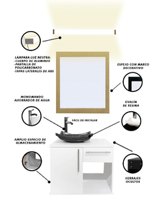 Gabinete Para Baño Con Lavabo AGATHA Con Lampara Y Espejo - tienda en línea