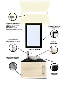 Gabinete De Baño Para Lavabo AGNES Con Lampara Y Espejo - Decomobil