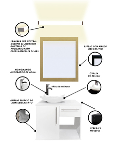 Gabinete Para Baño Con Lavabo AGATHA Con Lampara Y Espejo en internet