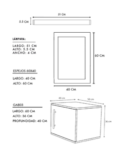Gabinete De Baño Para Lavabo AGNES Con Lampara Y Espejo - tienda en línea