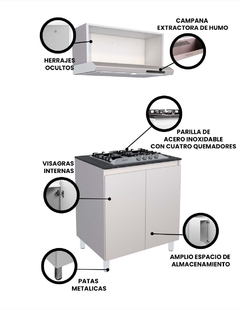 Cocina Integral Completa PETUNIA Con Parrilla Y Campana - Decomobil