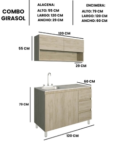 Cocina Integral GIRASOL Con Alacena Inferior Y Superior