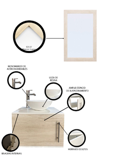 Gabinete para Baño con Ovalin Y Espejo Decorativo ZÚRICH - Decomobil