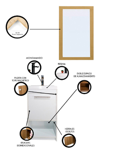 Gabinete Para Baño Con Espejo Decorativo PATTANI - Decomobil