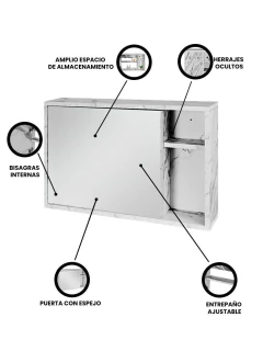 Botiquín Con Espejo LIV Minimalista Para Baño