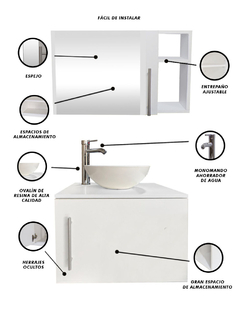Imagen de Combo Gabinete Para Baño VICERYS Con Ovalin Y Monomando + Botiquin