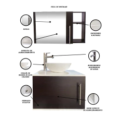Imagen de Combo Gabinete Para Baño VICERYS Con Ovalin Y Monomando + Botiquin