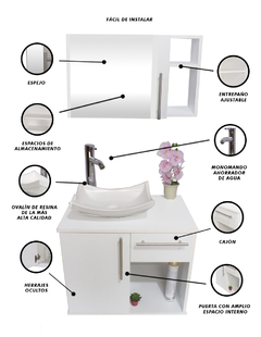 Gabinete Para Baño LUCERYS Con Lavamanos Gris Y Monomando + Botiquin - Decomobil