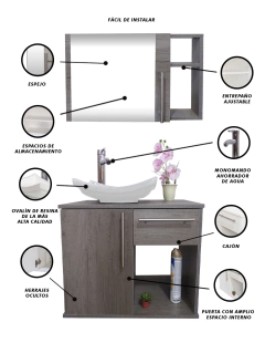 Imagen de Gabinete Para Baño LUCERYS Con Lavamanos Y Monomando + Botiquin