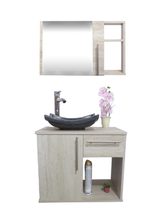 Gabinete Para Baño LUCERYS Con Lavamanos Gris Y Monomando + Botiquin - tienda en línea