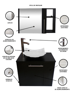 Combo Gabinete CARLINI Para Baño Con Lavamanos Y Monomando+botiquin en internet