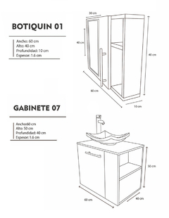 Combo Gabinete CARLINI Para Baño Con Lavamanos Y Monomando+botiquin