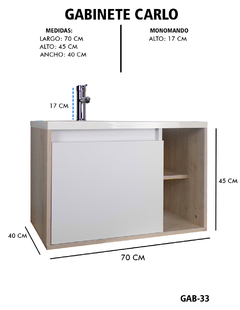 Imagen de Gabinete De Baño CARLO Con Lavabo Y Llave Minimalista