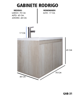 Gabinete De Baño RODRIGO Con Lavabo Y Llave Minimalista. - tienda en línea
