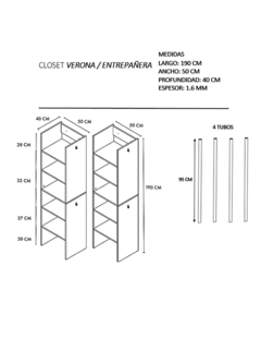 Closet Verona 2 Entrepañeras Premium Ajustable - Decomobil