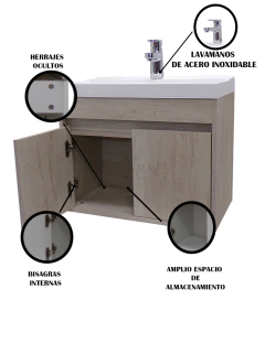 Gabinete Flotante Para Baño Mariam Con Lavabo Y Monomando - Decomobil