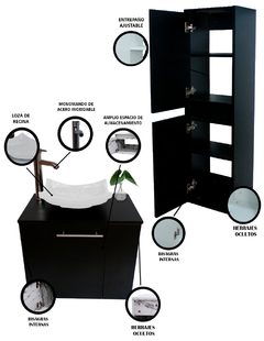 Combo de Gabinete Para Baño Lavamanos y Monomando Derecho + Gabinete Organizador Garnier - Decomobil