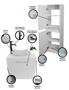 Combo de Gabinete Para Baño Lavamanos y Monomando Derecho + Gabinete Organizador Garnier - Decomobil