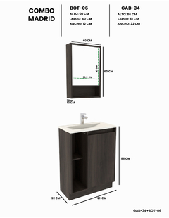 Combo Gabinete De Baño MADRID Y Botiquín Con Espejo - comprar en línea