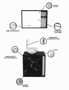 Imagen de Combo Gabinete Para Baño TORONTO Y Botiquín Con Espejo