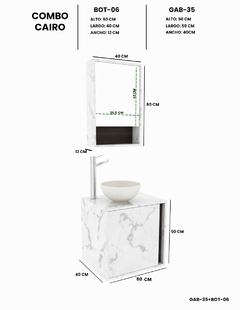 Combo Gabinete De Baño CAIRO Y Botiquín Con Espejo - tienda en línea