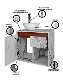 Gabinete De Baño Con Lavabo CLAIRE Con Ovalin Minimalista - Decomobil