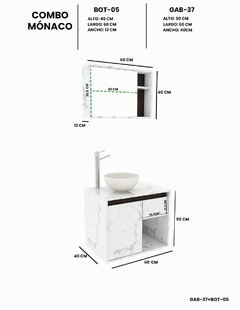 Combo Gabinete De Baño MÓNACO Y Botiquín Con Espejo en internet