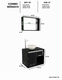 Imagen de Combo Gabinete De Baño MÓNACO Y Botiquín Con Espejo