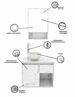 Imagen de Combo Gabinete De Baño BERLÍN Y Botiquín Con Espejo
